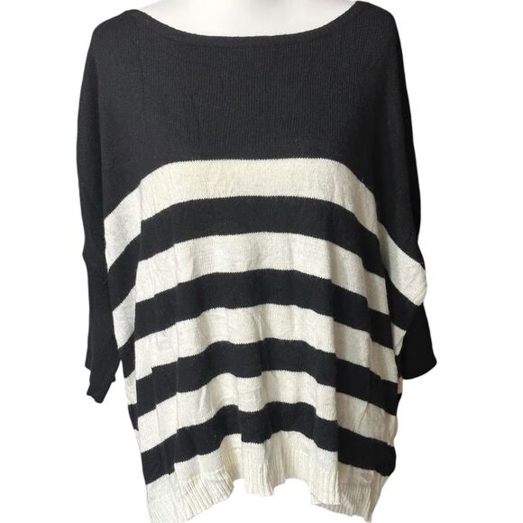 Cremiuex (Daniel) Black-And Off-White Short Sleeve Sweater Round Neckline Sz L - Picture 1 of 8